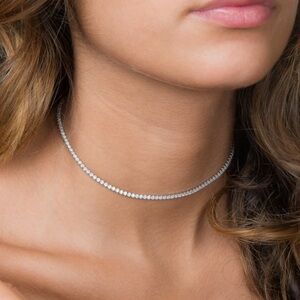 Elegant Silver Tennis Choker Necklace